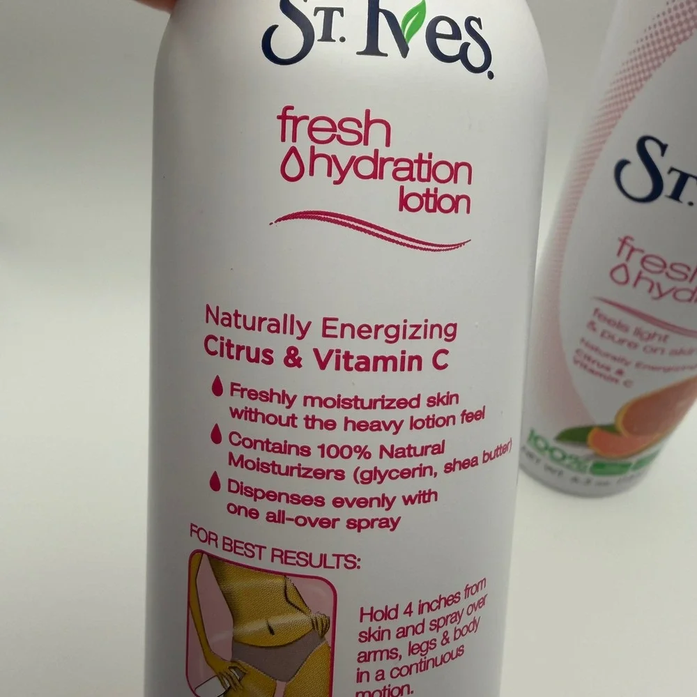St. Ives Fresh Hydration Lotion Spray Citrus & Vitamin C 6.5oz Lot of 2 (1 full)